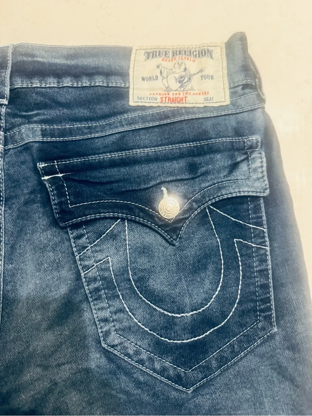 True Religion Men’s World Tour Section Straight Jeans Dark Wash Y2K
